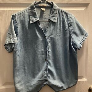 Rebecca Malone Chambray Short Sleeve Top